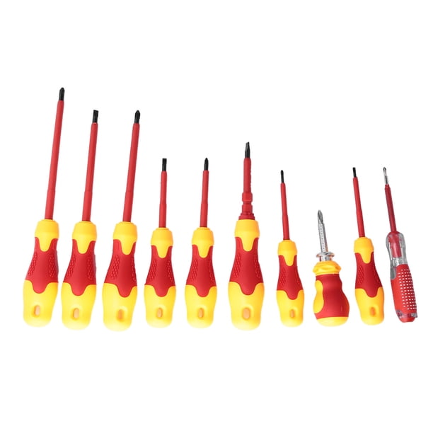 Juego De Destornilladores Con Aislamiento De Plástico Y Metal, Juego De Destornilladores De Electricista, Rojo Y Amarillo Para Herramientas De Electricista De Equipo Wireman Anggrek Herramientas
