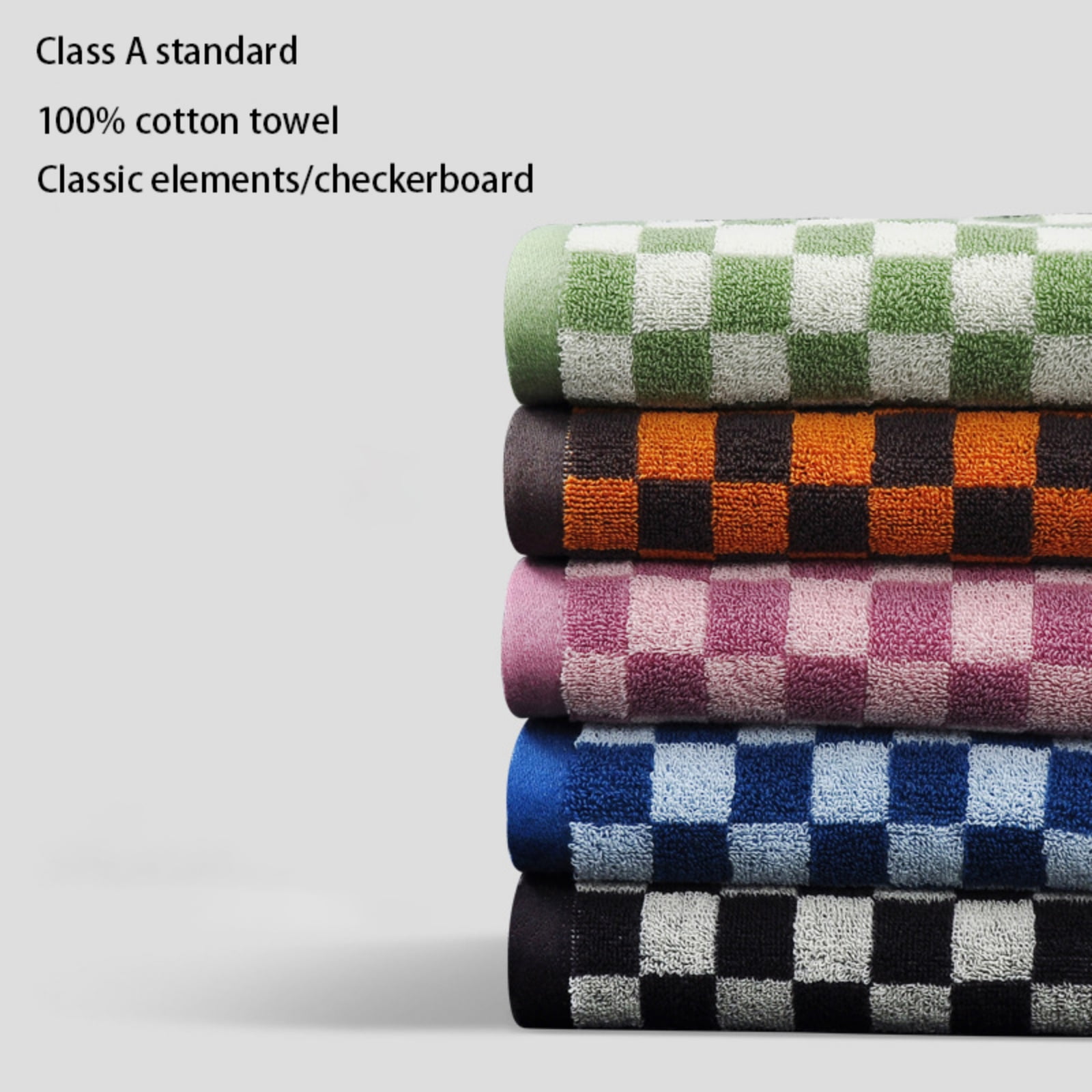 5 Pcs Checkered Large Bath Towels Bulk 13.7 x 29.5 Inch Soft Colorful Bath Towels Checkered Towels for Bathroom Spa Shower Gifting Hotel Gym Beach Pool
