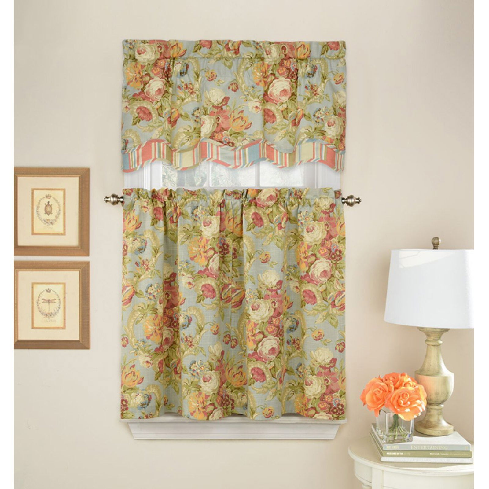 WAVERLY Spring Bling Window Treatment Scallop Valance Floral Curtain 18x52 