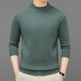 thumbnail image 2 of LpwkSSA Casual Fashion Men's Solid Color Round Neck Pullover Long Sleeved Loose Base Shirt Round-Neck Sweater Green XL, 2 of 5