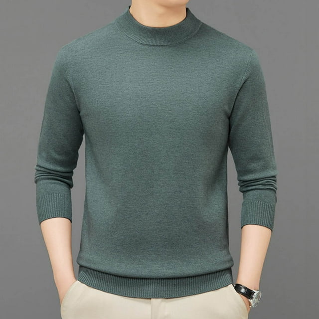 NaWent Chandails Tricotés pour Hommes Automne Hiver Décontracté Uni Chandail à Manches Longues Col Rond Blouse Chandail