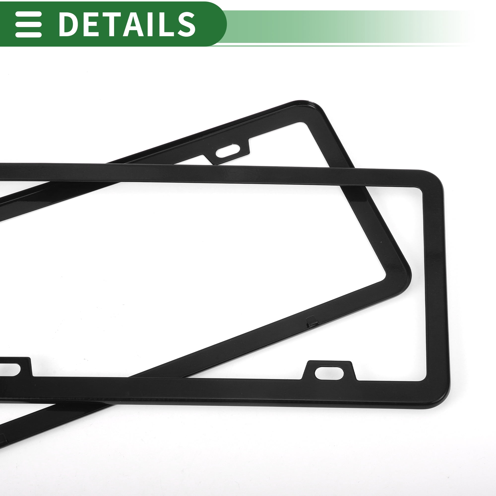 Unique Bargains 1Set Stainless Car License Plate Holder With Screws 2 Hole Black