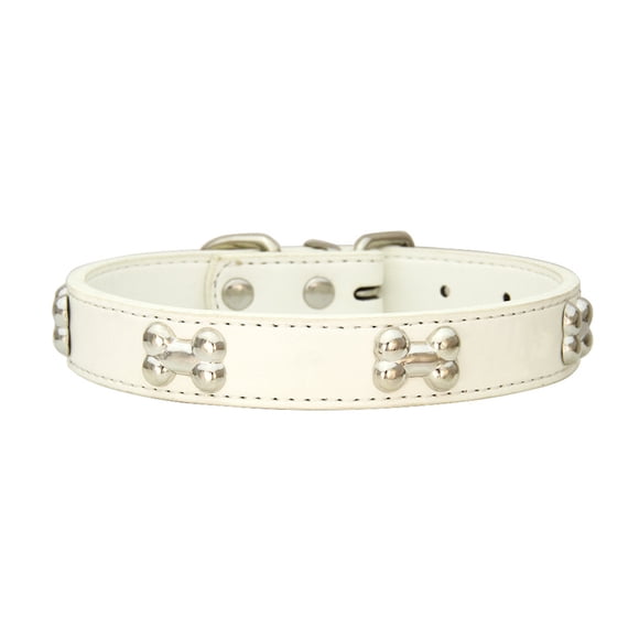 Transemion PU Cat Collar Comfortable Wear Stylish Multiple Sizes Available Adjustable white 1.5*30cm 1Set