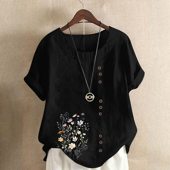 Pohista Womens Plus Size Tops Summer Blouse Shirts for Women Graphic Tees Plus Size Blouses for Women Cotton Short Sleeve Shirts for Women Trendy orders to be delivered