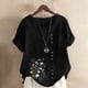 thumbnail image 2 of Vestidos Casuales Para Mujer, Blusas De Mujer De Moda Blusa informal de lino con cuello redondo, manga corta y botones para mujer, 2 of 4