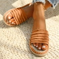 thumbnail image 2 of LOVZFMLL Sandals for Women Textile Open Toe Slip On Flat Slippers Summer Casual Outdoor Beach Vacation Fashion Slide Sandals Brown 8, 2 of 8