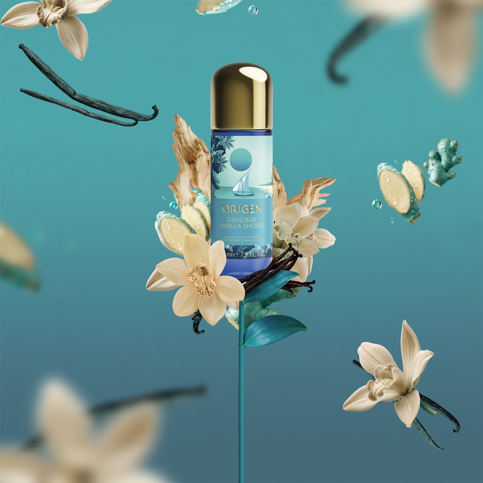 Origen Zanzibar Vanilla Shores Hair & Body Mist for Women, 7.9 oz
