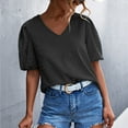 thumbnail image 6 of USSUMA Shirts For Women Fashion ShirtsV Neck Summer Tops Blouse Tees For Women Solid Color Short Sleeve Plus Tunics Tops Summer Classic T-Shirt Ladies Tops Trendy, 6 of 8