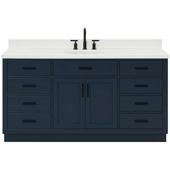 Ariel T067SWQOVOMNB Hepburn 67" Free Standing Single Basin Vanity Set - Blue
