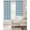 thumbnail image 2 of Blue White Blackout Curtains, Light Blocking Print Window Curtains, Modern Abstract Waves Water Ripple Striped Thermal Insulated Window Drapes for Living Room Kitchen Cafe 2 Panels, 84"W x 63"L, 2 of 9