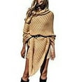 thumbnail image 2 of sportoli women's thick warm knitted winter shawl cape poncho wrap with cowl neck - grey (one size), 2 of 3