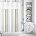 thumbnail image 3 of No Hook Shower Curtain, Sage Green Striped Shower Curtains for Bathroom with See Through Top Window, Modern Minimalist Lines Art Waterproof & Washable Bath Curtain Stall 48"x72", 3 of 9
