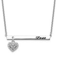 thumbnail image 5 of Auriga Fine Jewelry 925 Sterling Silver Rh-Plated Antiqued LOVE Bar with CZ Heart Dangle Necklace 16" for Women, 5 of 6