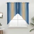 thumbnail image 3 of Navy Blue and Yellow Gradient Swag Valances for Windows 2 Pack Minimalist Ombre Modern Art Swag Kitchen Curtains 36 Inches Long Rod Pocket Short Window Treatment for Kitchen Bathroom 28"x36", 3 of 9
