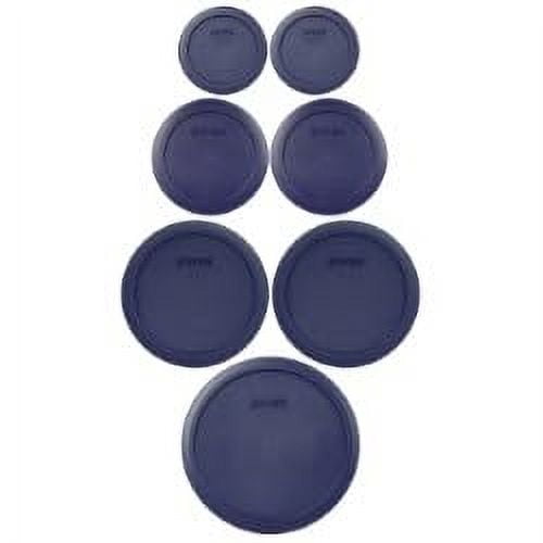 Juego de tapas para almacenar alimentos, plástico Pyrex, azul oscuro (7 tapas)