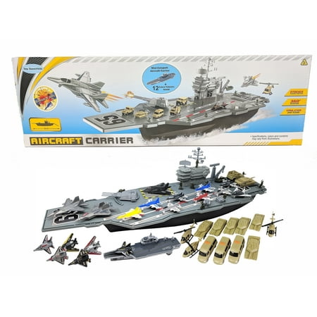 Aircraft Carrier Toy with Warplanes Fighter Jets Launching Planes Catapult Aircraft Helicopters Tanks Trucks Army Men Soliders Aircraft Carrier Toy with Warplanes Fighter Jets Launching Planes Catapult Aircraft Helicopters Tanks Trucks Army Men Soliders