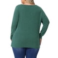 thumbnail image 4 of DARING DIVA Women's Plus Size Side Button Square Neck Long Sleeve Blouse 4X Green, 4 of 6