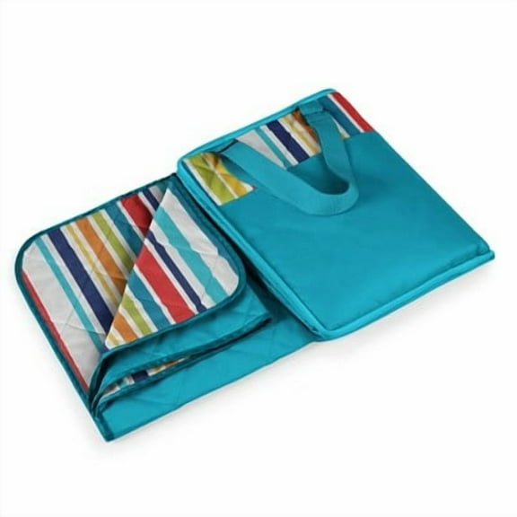 59" x 51" Outdoor Folding Machine Washable Picnic Blanket and Tote - Aqua Blue