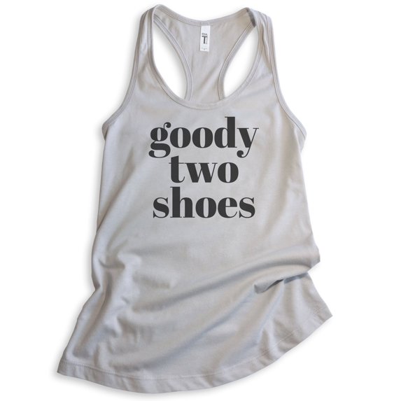 Goody Two Shoes Tank Top, Ladies Racerback Tank Top, Cute Girl Tank, Girlfriend Tank, Wife Tank, Silver Gray, XX-Large