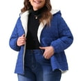 thumbnail image 2 of DARING DIVA Women's Plus Size Puffer Coat with Hood and Pockets 1X Royal Blue, 2 of 6