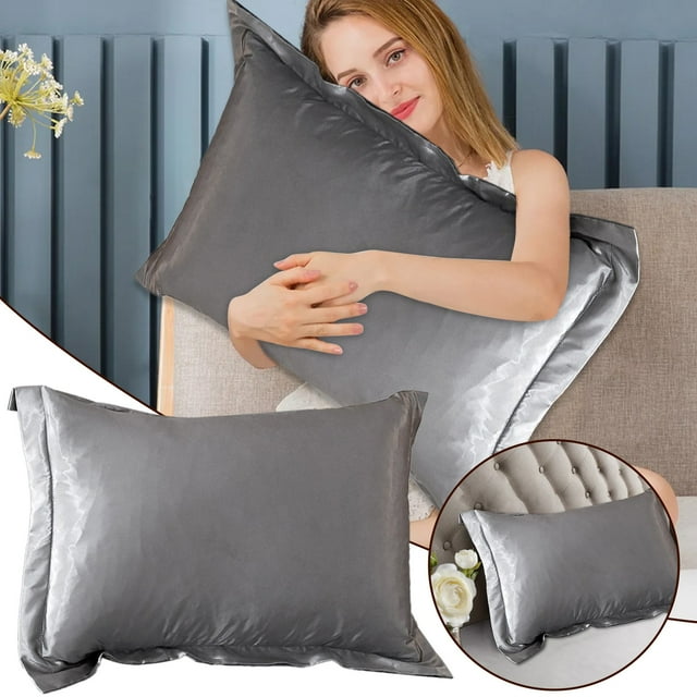 Harpily Solid Color Faux Silk Pillowcase Silk No Zipper Envelope Pillow Pillow Cover