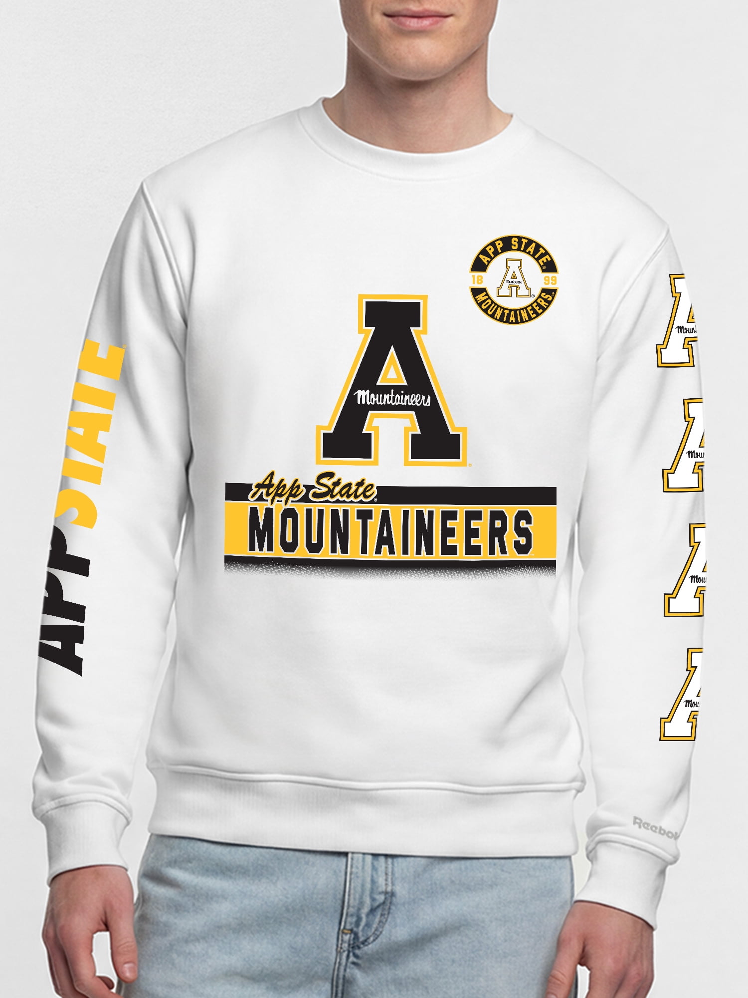 Appalachian State Mountaineers Reebok Mens White Crew Sweatshirt