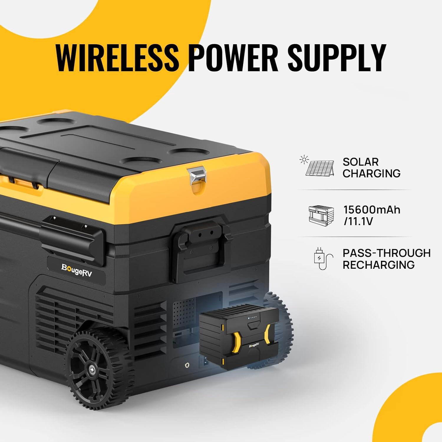 BougeRV 173Wh Portable Power Station, Detachable Battery for 12 Volt Dual Zone Refrigerator, Power Supply for Portable Freezer Fridge