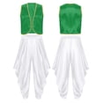 thumbnail image 3 of Aislor Men Character Arabian Prince Vest Outfits Open Front Waistcoat Top With Harem Pants Set Green White XL, 3 of 7
