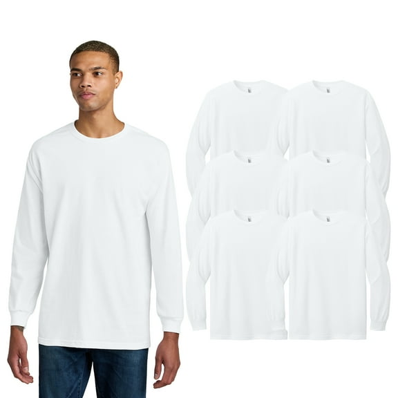 American Apparel Heavyweight Long Sleeve Crew T-Shirt, Blank White 6-Pack, S, Men's Cotton Tee