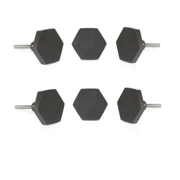 Perilla Home Set of 6 Metal Knobs Decorative Knobs for Room Kitchen Cabinet Hardware Cupboard Door Knobs Dresser Wardrobe and Drawer Pulls (Black, Lucca)