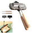 thumbnail image 1 of Hot Sandwich Maker, Hot Dog Pocket Maker, Hot Dog Toaster, Double-Sided Removable Sandwich Baking Pan, Non-Stick Hot Dog Toaster, for Breakfast Pancakes, Toast, Wooden handle, 1 of 7