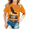 thumbnail image 2 of Kids Casual Graphic Short Sleeve T‑Shirt Eagle Mountain Landscape Print Crew Neck Tee Soft Breathable Everyday Top for Boys Girls Casual Daily Wear(Orange,4-5 Years), 2 of 4