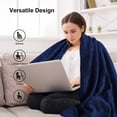 thumbnail image 5 of Travel Blanket Pillow, Premium 2 in 1 Soft Airplane Blanket Compact with Bag Pillowcase for Long Trips, Flying and Car, Travel Essentials for Women with Hand Luggage Sleeve and Backpack Clip, 5 of 7