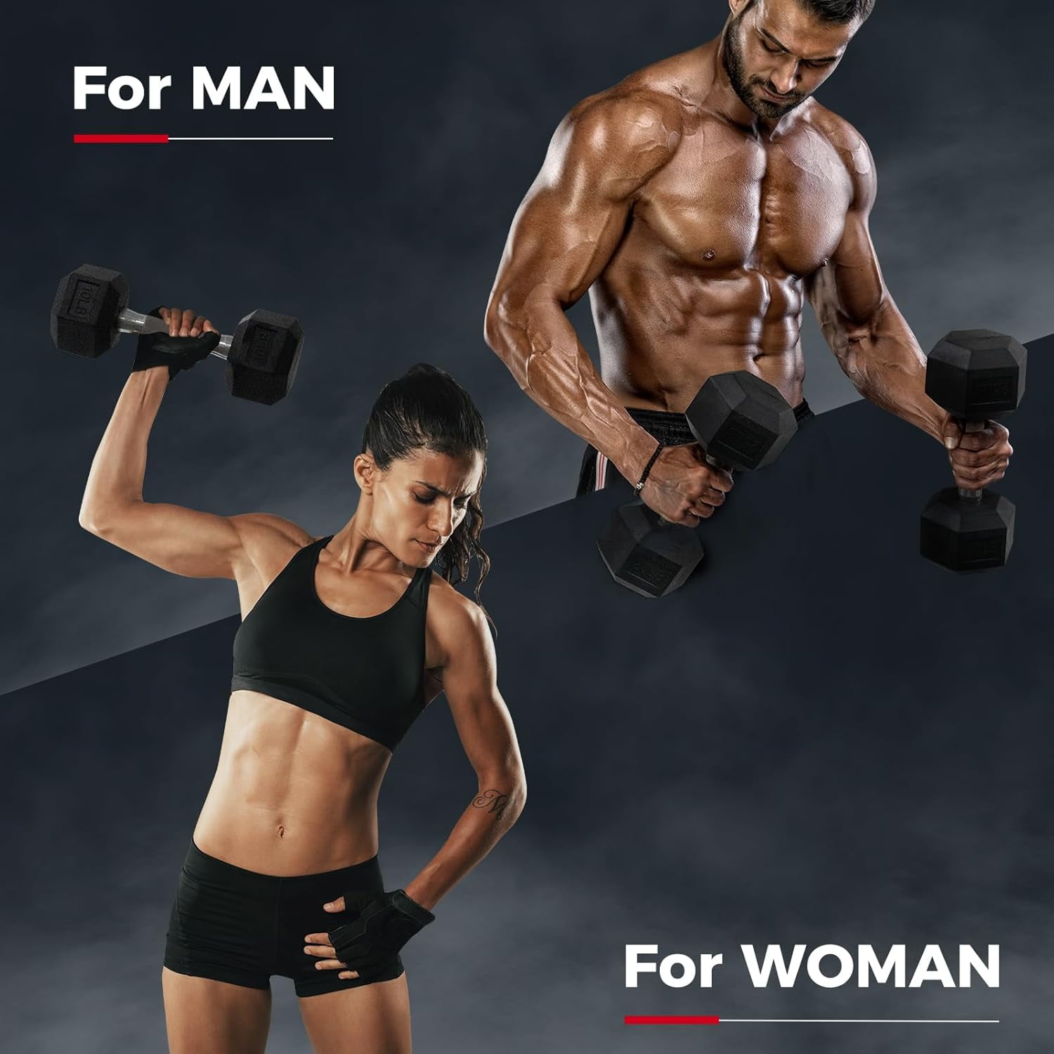 5-780LBS Rubber Coated Hex Dumbbell Weight Set with Rack for Home Gym Strength Training Workouts