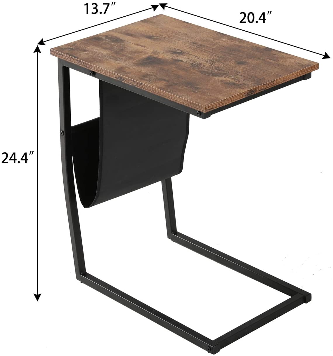 Buy Snack Side Table with Storage C Shaped End Table for Sofa Couch