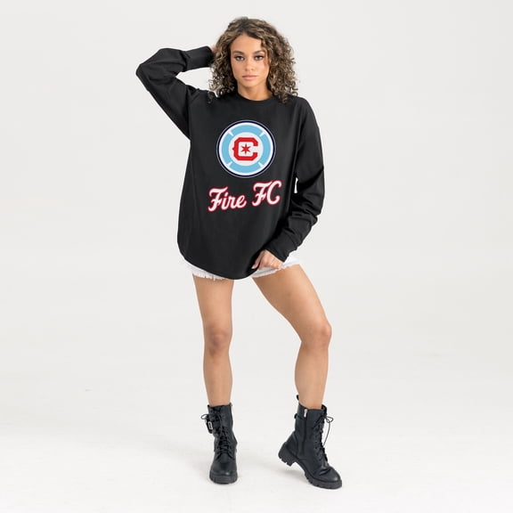 Women's Gameday Couture  Black Chicago Fire Oversized Long Sleeve T-Shirt