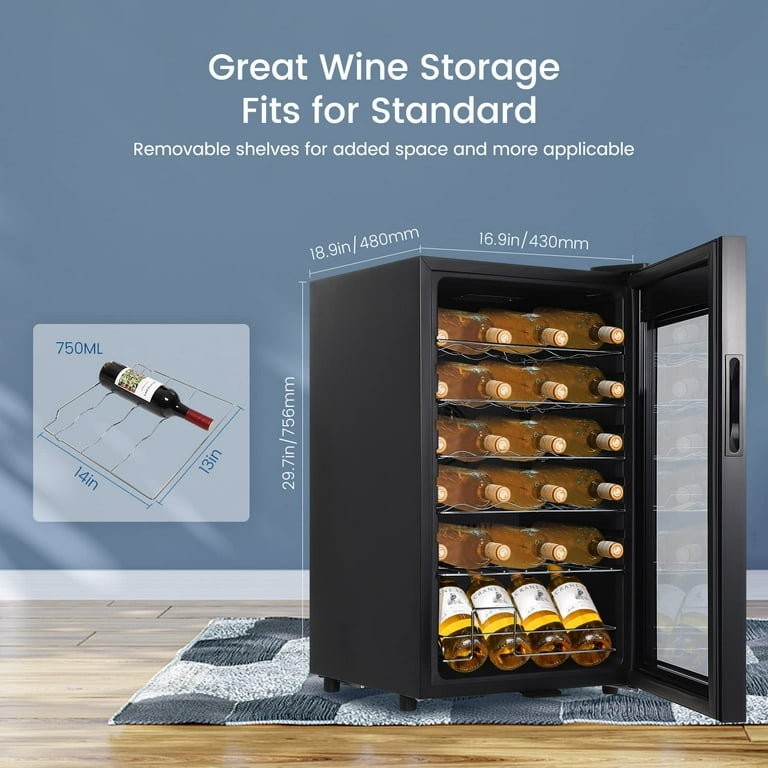 Wine Cooler Full Glass Door Digital Temperature Control Sparkling Wine 40 F to 65 F Digital Temperature Control Stainless Steel Wine Cooler Refrigerator for Red White and Champagne Walmart