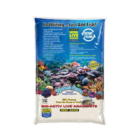 Bio-Activ Live® Aragonite Natural White Reef Sand for Aquariums, 10