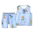 thumbnail image 3 of Baby Boy Pajamas Kids Sleeveless Tank Top and Shorts Soft Comfortable Home Wear Baby Girls' Outfits Blue 80, 3 of 4