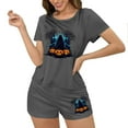 thumbnail image 5 of Tnhcen Women's Halloween Milk Silk Pajama Set Short Sleeve Round Neck Sporty Sleepwear Comfortable Loungewear S-XL Gray, 5 of 7