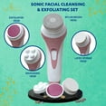 thumbnail image 4 of Bella Ciao 5-Piece Cordless Facial Cleansing Brush Set with Exfoliating & Massaging Heads, Pink, 4 of 9
