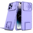 thumbnail image 3 of Elegant Choise Phone Case with Camera Lens Cover Adjustable Stand for iPhone 14 Pro 6.1inch, Purple, 3 of 14