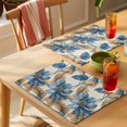 thumbnail image 4 of Vintage Palm Leaf Placemats Set of 6, Blue Flowers Tropical Plants Non-Slip Place Mats Washable Table Mats for Kitchen Dining Table Decorations Indoor/Outdoor, 4 of 9
