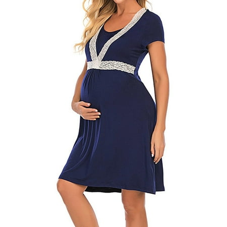 

Shldybc Pregnant Women Maternity Clothes Breastfeeding Nightdress Casual Dress Pajamas Maternity Clothes Summer Dress on Clearance