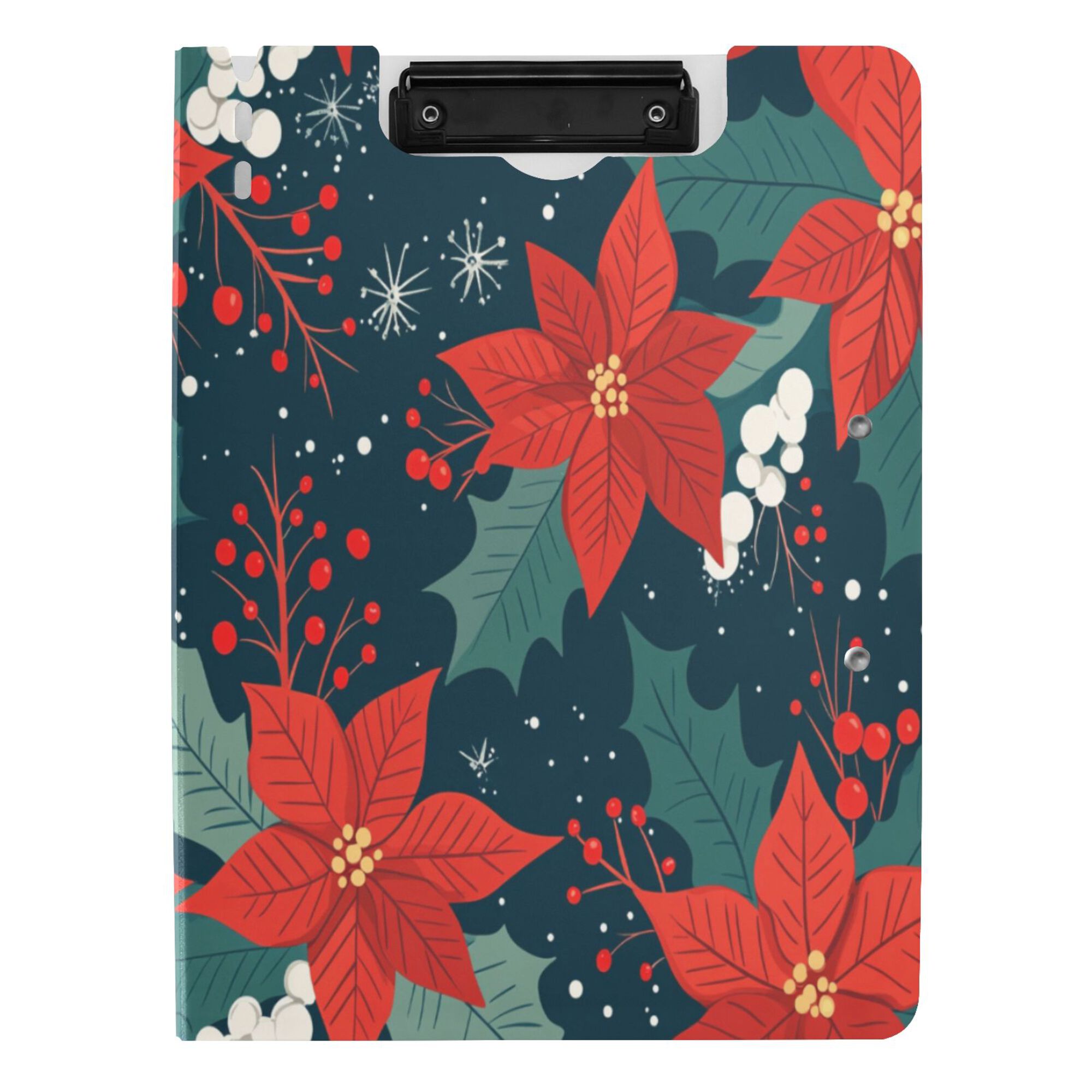 FORMRS A4 Clipboard Folder with Pen Holder Horizontal Foldable School Office Binder, Christmas Berries