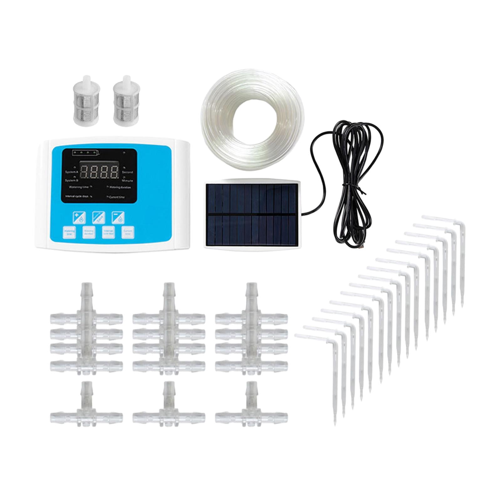 Automatic Watering System with Timer, DIY Automatic Drip Irrigation for Vacation, Potted Plant, Watering, Plants Double Pump Blue