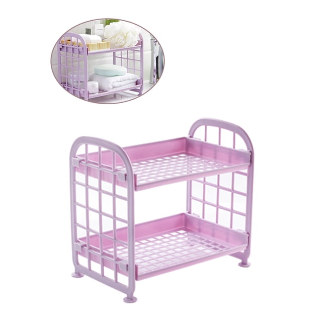 Estante de almacenamiento de plástico para baño de 2 capas, estante de cocina para inodoro, organizador de cosméticos para artículos diversos Almacenamiento y organización del hogar Púrpura claro Bearachild HA000843-02B