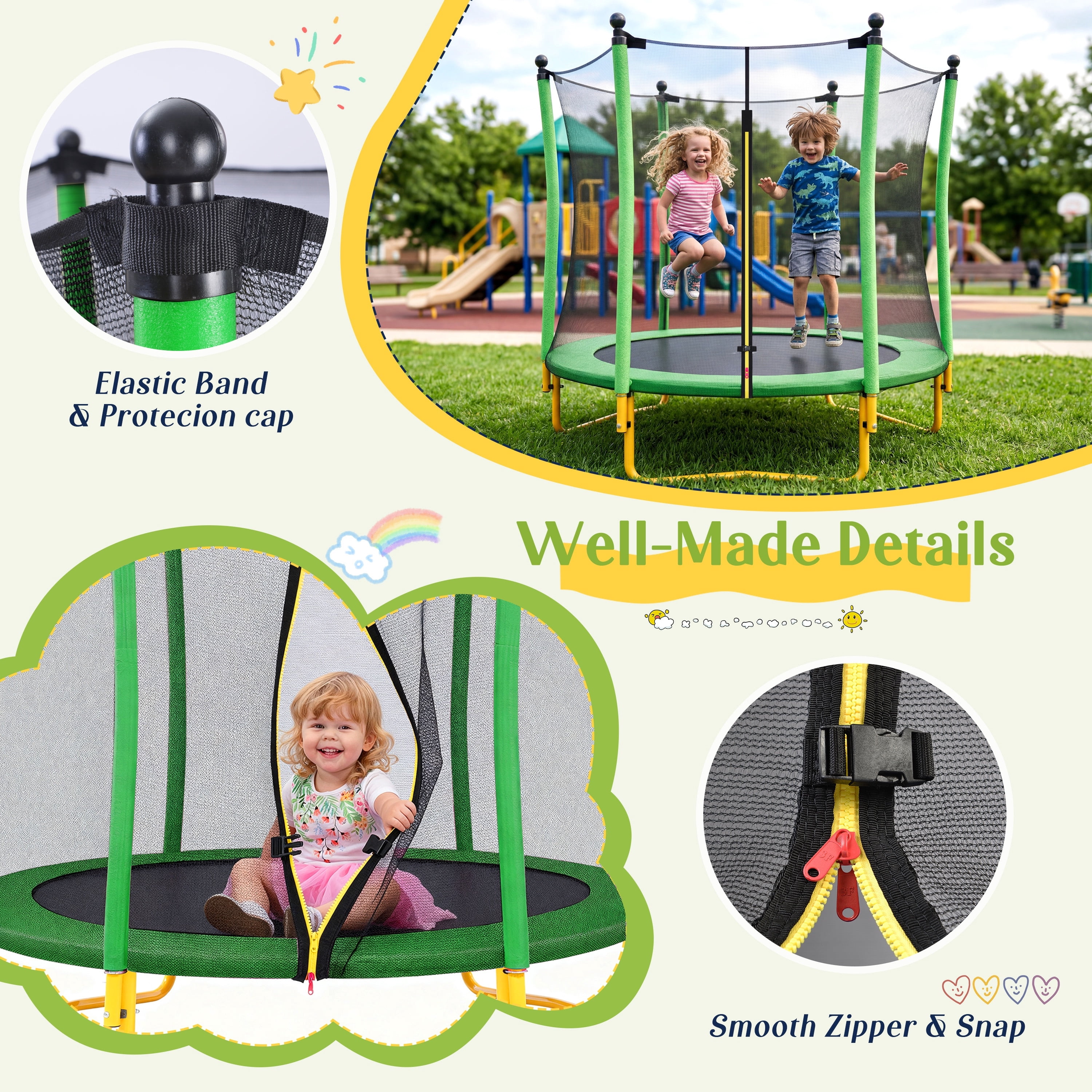Mini Trampoline for Kids, SEGMART 65'' Indoor Outdoor Toddler Trampoline with Enclosure Net, Round Small Trampoline Gift for Boys Girls, Kids Trampoline Indoor