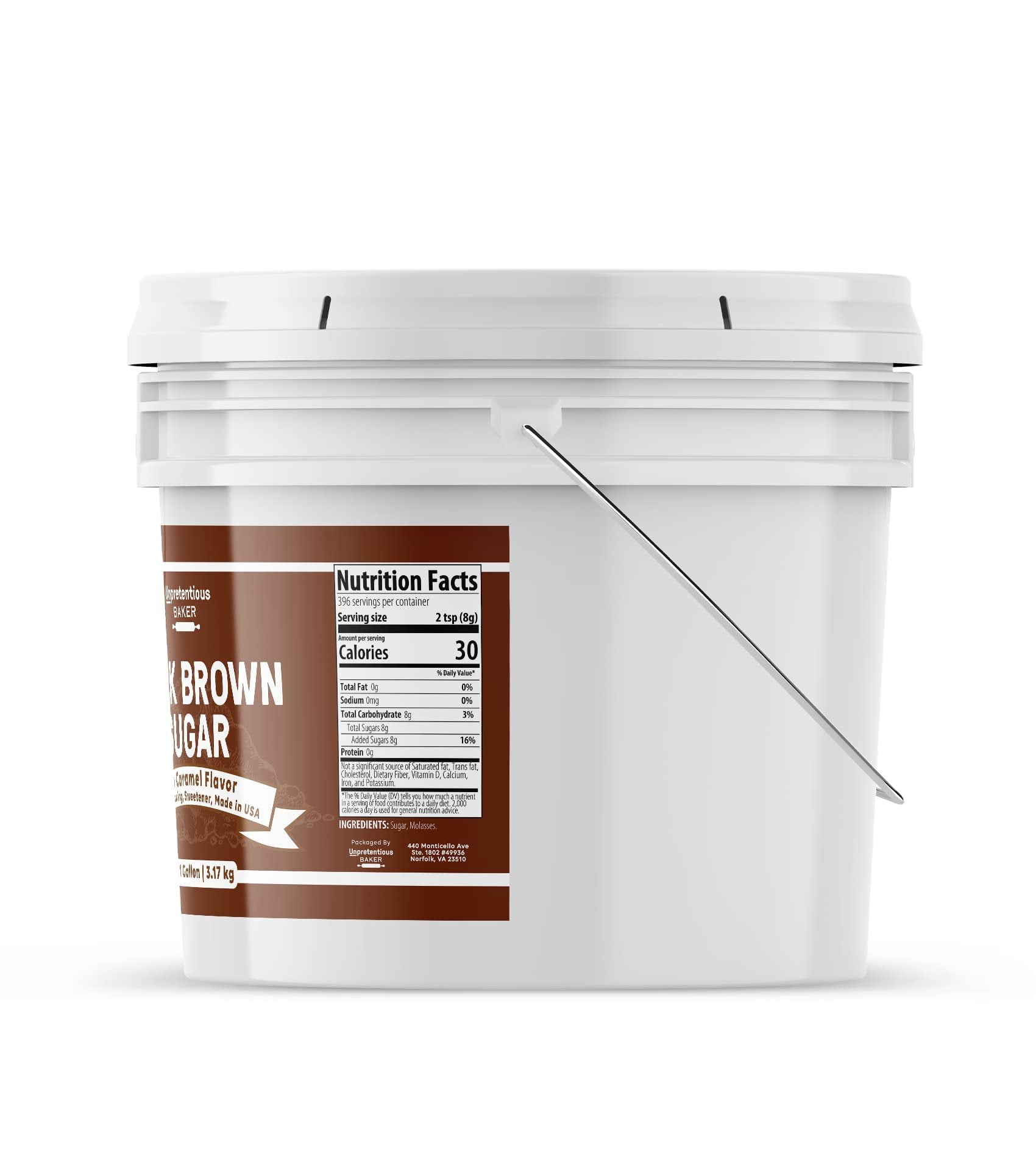 Unpretentious Dark Brown Sugar, Great for Baking, Rich Caramel Flavor, Sweetener 1 Gallon Bucket