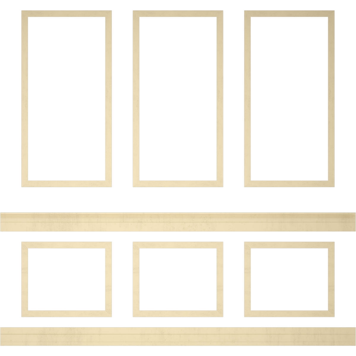 Ekena millwork 94 1/2"L (Adjustable 94 1/2"H to 120"H) Ashford Square Panel Stacked Wall Wainscot Paneling Kit